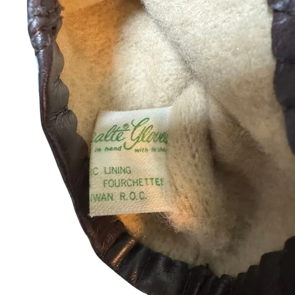 Vintage Ladies Van Realte Brown Lined Driving Gloves